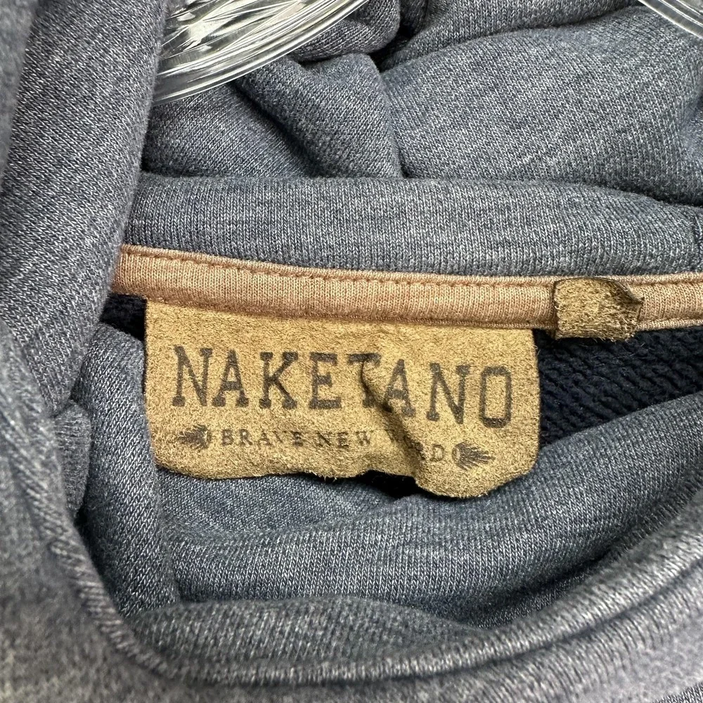 Naketano Hoodie Womens Medium Blue Schnizzel‎ Dizzel Popizzel Cowl Neck Pullover